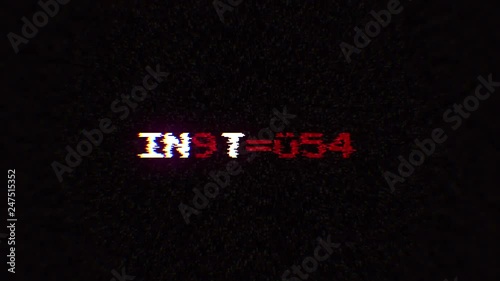 Intentional digital artifact injection fx animation, decoding a noisy scambled 8-bit text: installing. photo