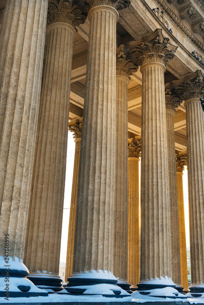 Colonnade with sunset light of Kazan Cathedral in Saint Petersburg, Russia Colonnade with sunset light of Kazan Cathedral in Saint Petersburg, Russia