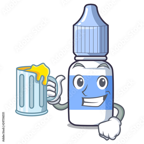 With juice cartoon eye drops on drug rack