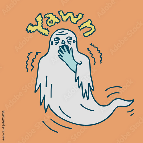 Yawning ghost doodle, colored