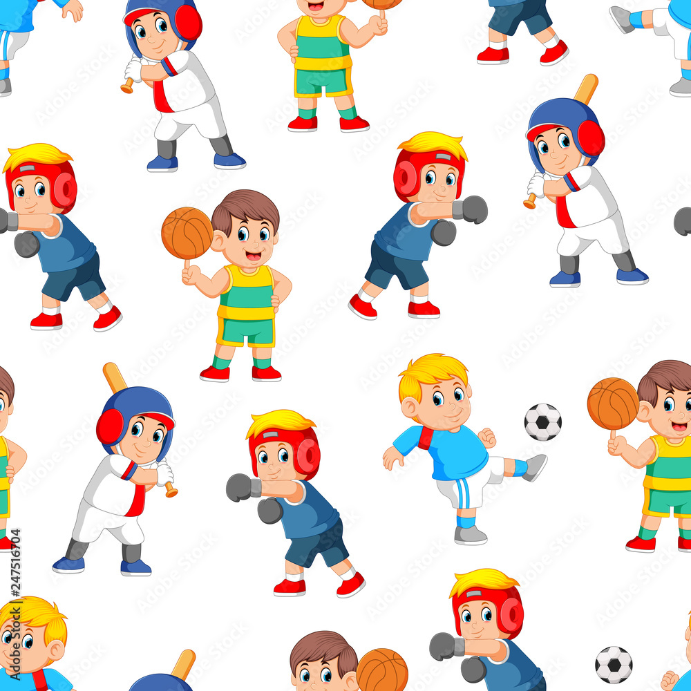 Seamless pattern with professional sports with different kind of sport Seamless pattern with professional sports with different kind of sport