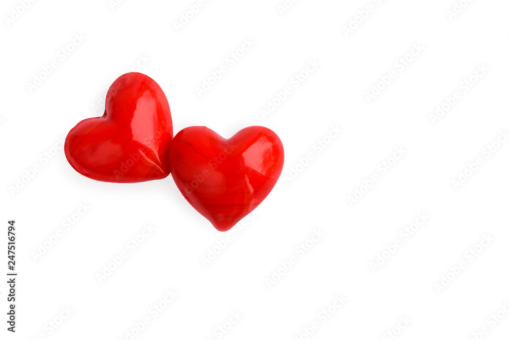 Two red heart isolated on white background Two red heart isolated on white background