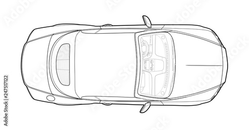 Car from top view vector. Flat design auto.