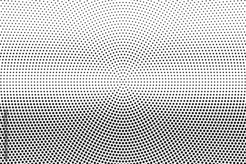 Black dots on white background. Light perforated surface. Faded halftone vector texture. Horizontal dotwork gradient