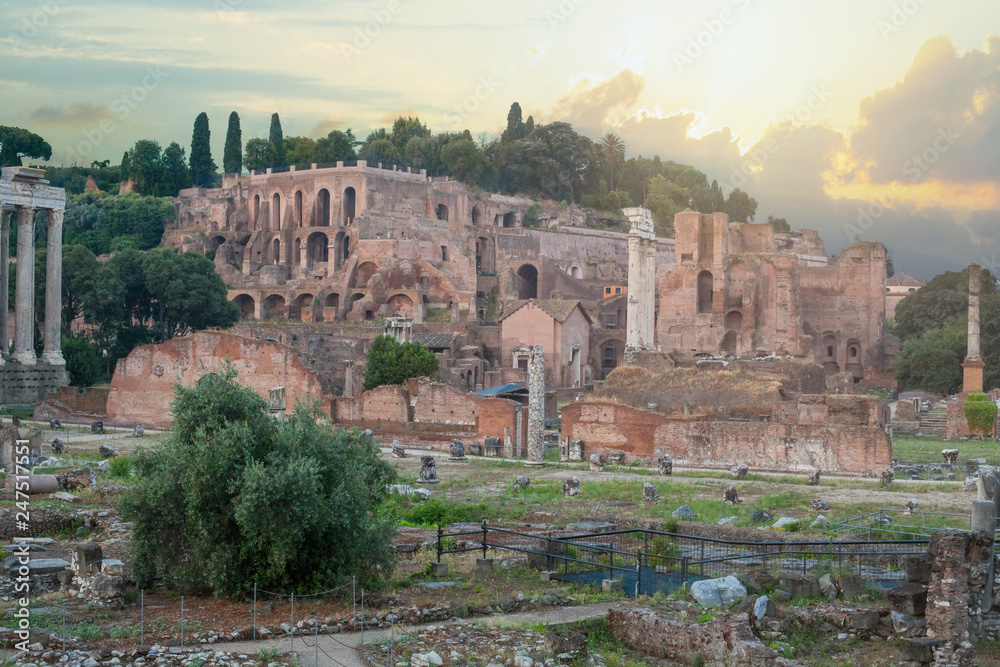 Roman ruins, Forum in Rome, Italy