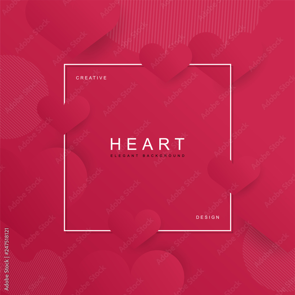 Heart abstract banner pink colors, with space for text. Usable for web, landing page, social media, print, banner, backdrop, background template.