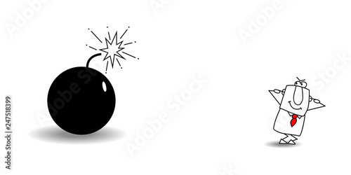 Joe, the businessman, is cloging his earsis. he is a bomb setter.