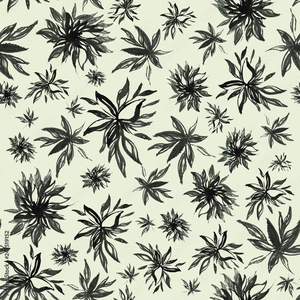 Seamless pattern of branches and leaves. Hand drawing simple pencil. botanical illustration vintage. Background for title, image for blog, decoration. Design for wallpapers, textiles, barbics, fabrics Seamless pattern of branches and leaves. Hand drawing simple pencil. botanical illustration vintage. Background for title, image for blog, decoration. Design for wallpapers, textiles, barbics, fabrics