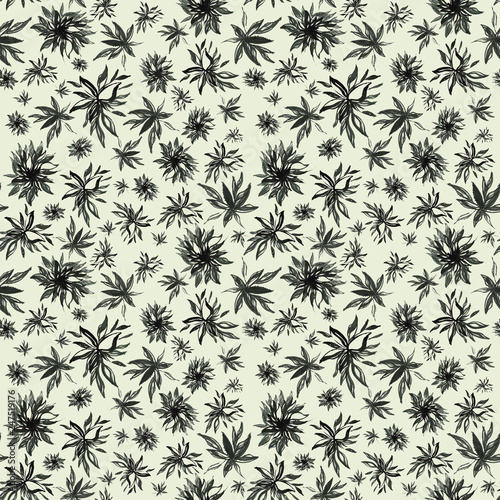 Seamless pattern of branches and leaves. Hand drawing simple pencil. botanical illustration vintage. Background for title, image for blog, decoration. Design for wallpapers, textiles, barbics, fabrics
