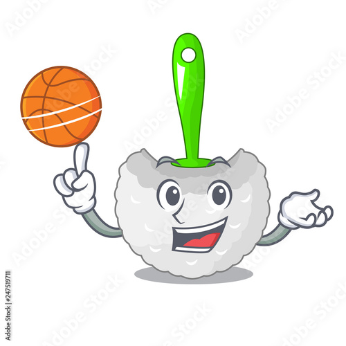 With basketball toilet brush in the character shape