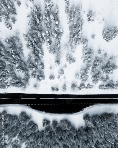 Aerial drone top view over ...