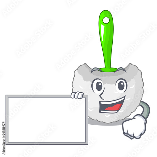 With board toilet brush in the character shape