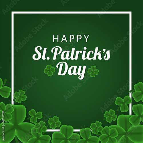 St Patrick's day event banner celebration with green leaf clover shamrock  