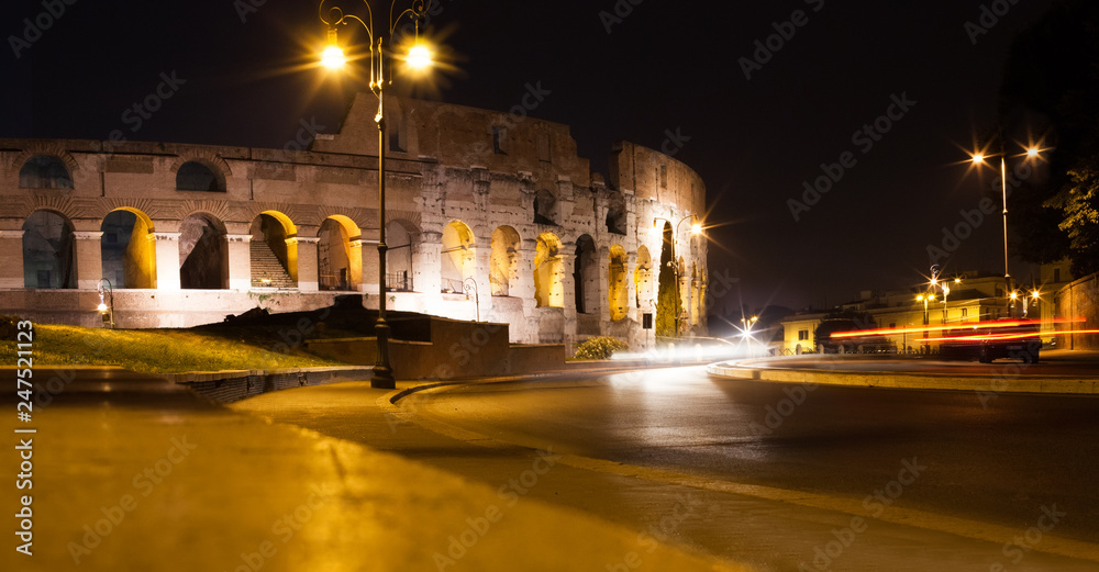 Colosseum Rome, Italy. Rome landmark Coliseum at night