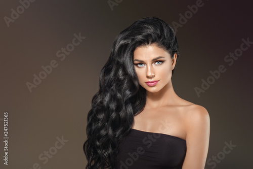 Beautiful hair woman long brunette black hairstyle 