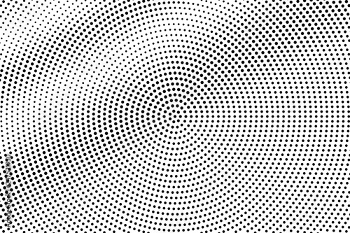Black on white smooth halftone vector texture. Digital optical illusion. Diagonal dotwork gradient for vintage effect.