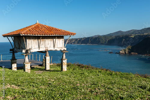 Typical granary (horreo) in Cadavedo, Asturias, Spain photo