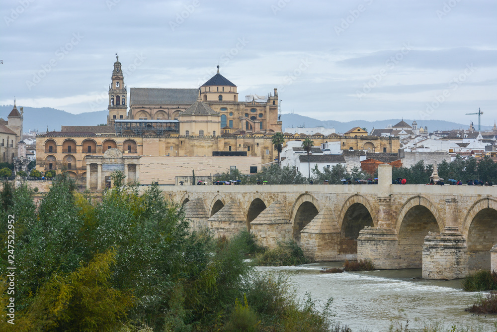 Roman bridge over the Guadalquivir and Mesquite in Cordoba.