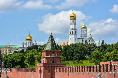 The cathedrals and bell towers of the Moscow Kremlin.