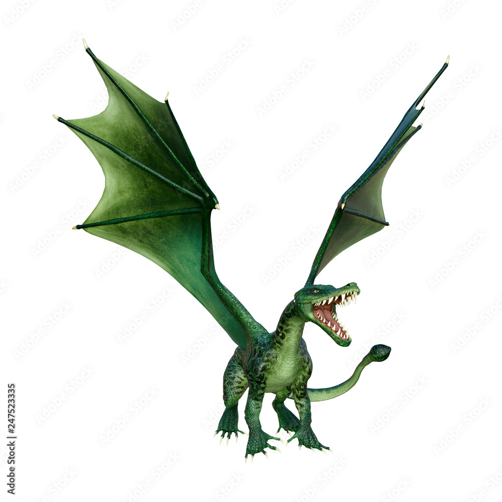 Fototapeta premium 3D Rendering Fairy Tale Dragon on White