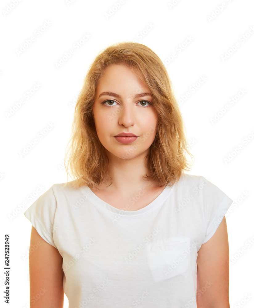 Biometrisches Passfoto einer jungen Frau Biometrisches Passfoto einer jungen Frau