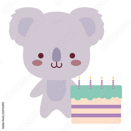 cute and little koala with sweet cake