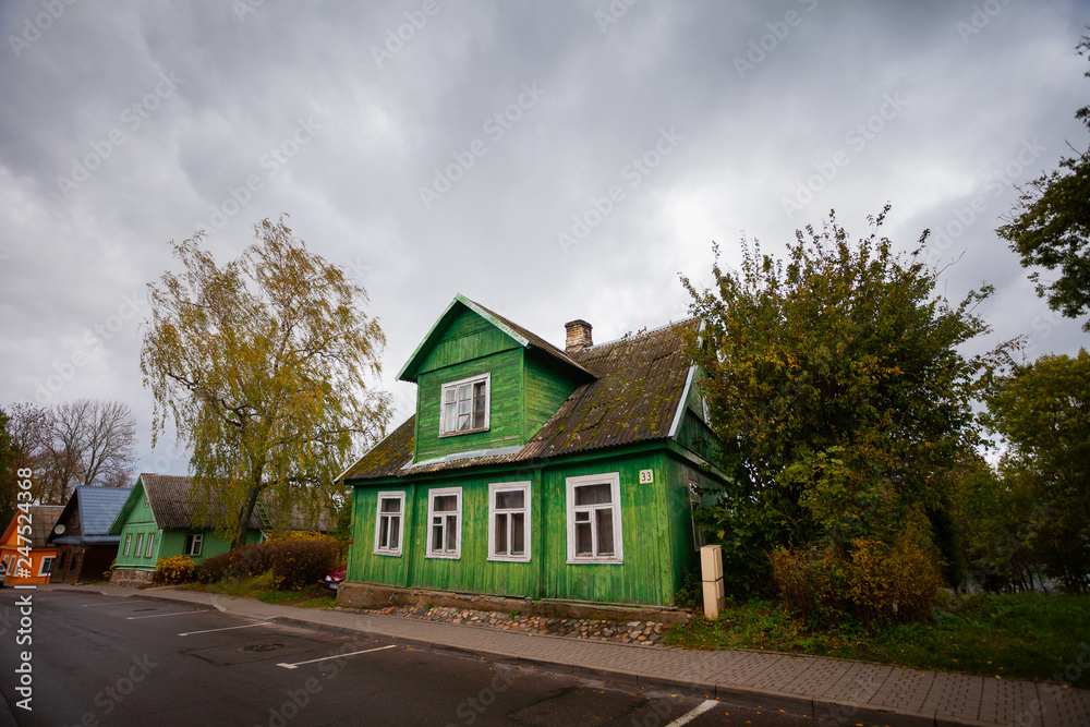 TRAKAI / LITHUANIA - OCTOBER 10, 2012: Antique old house typical for Trakai city