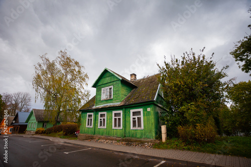 Fototapeta Naklejka Na Ścianę i Meble -  TRAKAI / LITHUANIA - OCTOBER 10, 2012: Antique old house typical for Trakai city