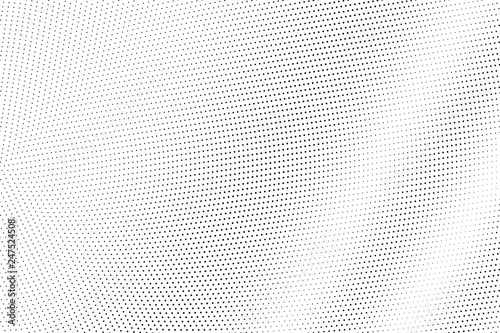 Black on white faded halftone vector. Digital dotted texture. Small dotwork gradient for vintage effect