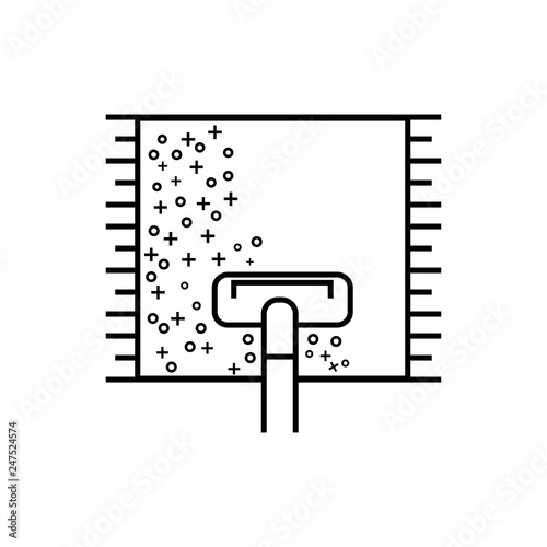 Dry cleaning sign. Carpet cleaning sign. Vacuum cleaner and carpet sign