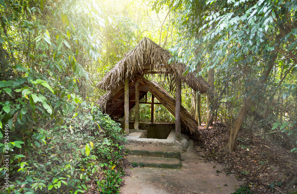 Cu Chi Tunel entrance. One of Vietnam's major tourist attractions Cu Chi Tunel entrance. One of Vietnam's major tourist attractions