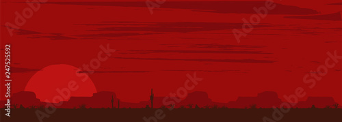 Wild west landscape background, Vector Illustration