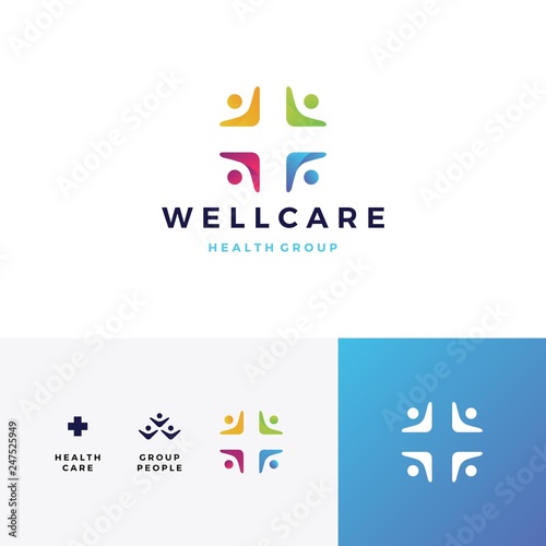 people family health care group logo vector icon illustration