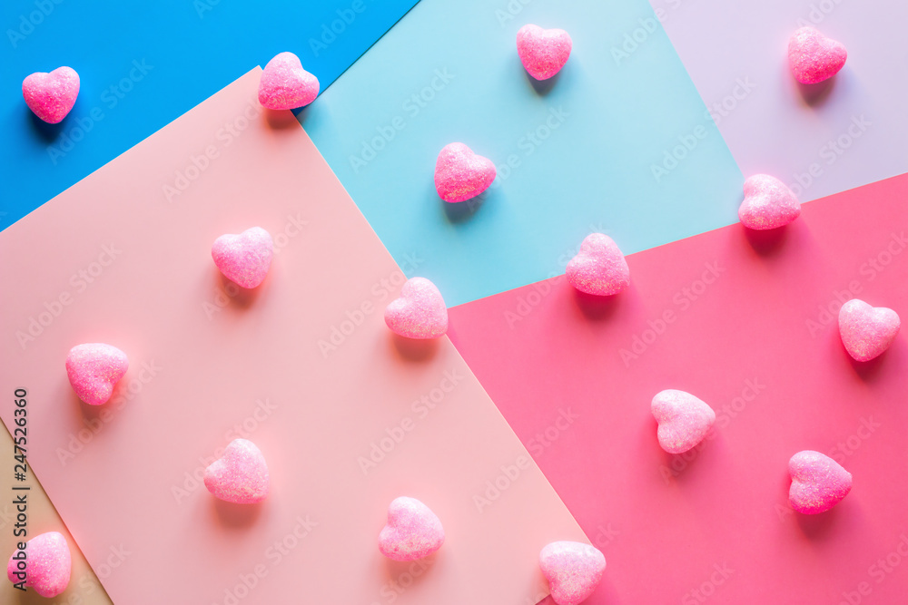 pink hearts on a colored background pink hearts on a colored background