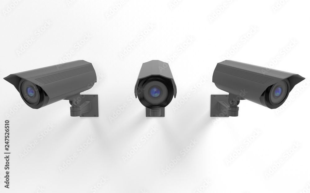 CCTV security camera set. 3d rendering illustration CCTV security camera set. 3d rendering illustration