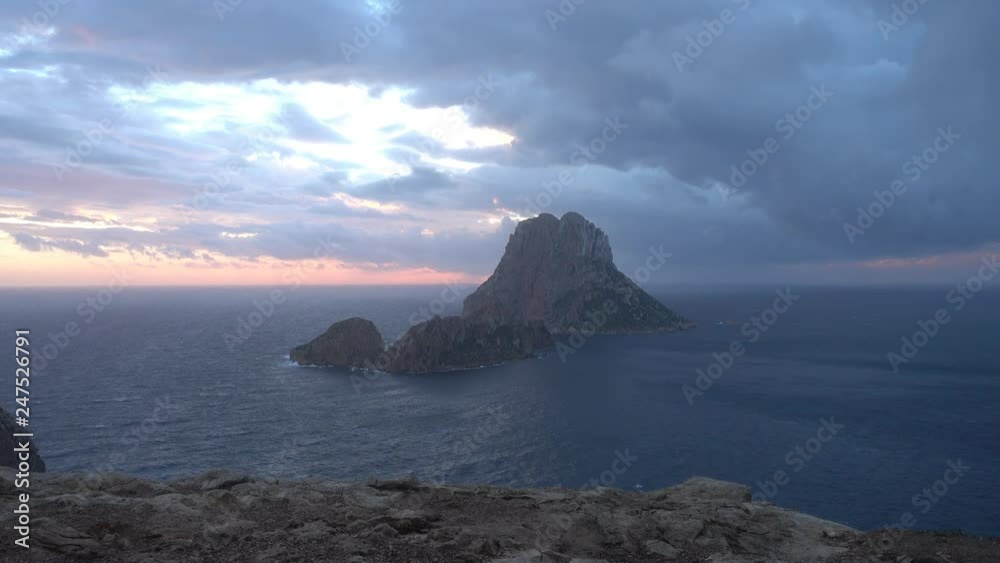 The island of Es vedra at sunset in Ibiza The island of Es vedra at sunset in Ibiza