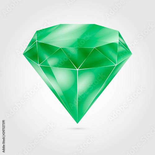 Realistic green round gem - emerald