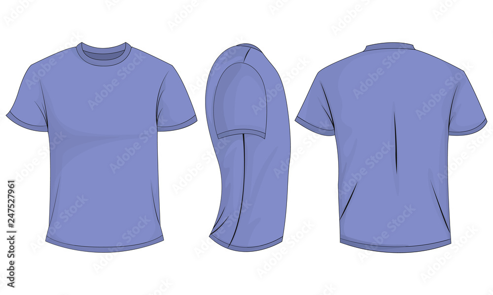 Lilac t-shirt template in front, back and side views Lilac t-shirt template in front, back and side views