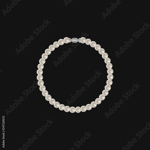 Realistic pearl bracelet isolated on black background