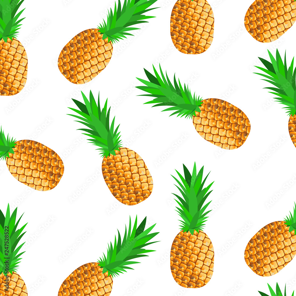 Seamless background with ripe pineapples Seamless background with ripe pineapples
