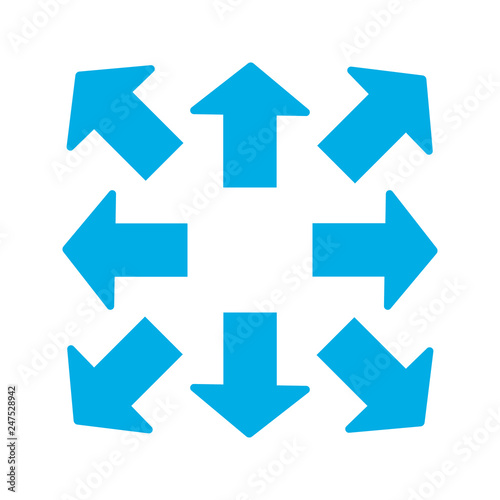 Blue thick arrows in 8/eight different directions