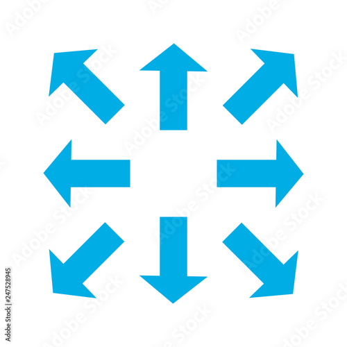 Blue thin arrows in 8/eight different directions