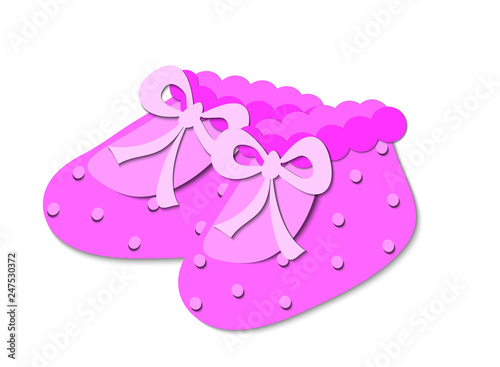 Pink girl baby booties pair 