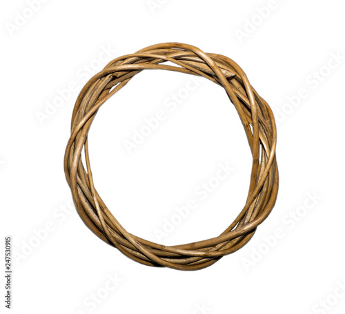 Narrow wicker ring of grass for sweet design on a white background