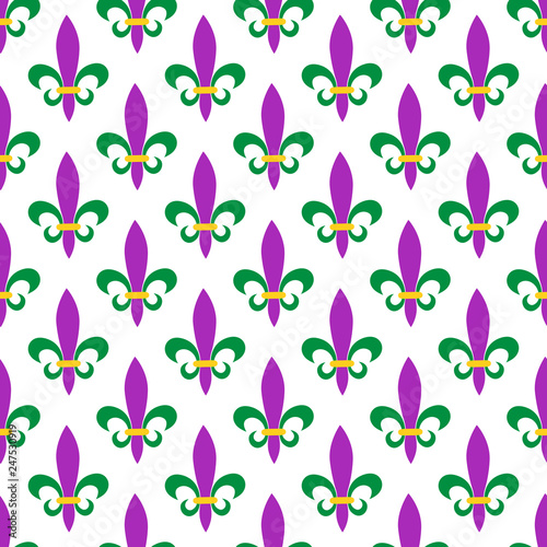 Seamless pattern for Mardi Gras. Fleur de lis.