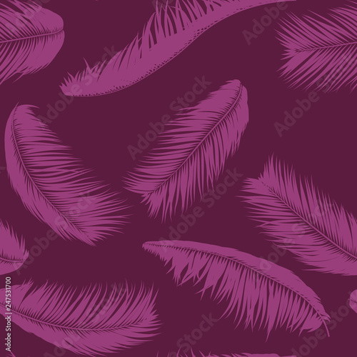 Vector Coconut Tree. Tropical Seamless Pattern with Palm Leaf. Exotic Jungle Plants Abstract Background. Simple Silhouette of Tropic Leaves. Trendy Coconut Tree Branches for Textile, Fabric, Wallpaper