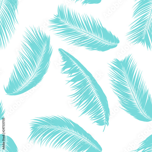 Vector Coconut Tree. Tropical Seamless Pattern with Palm Leaf. Exotic Jungle Plants Abstract Background. Simple Silhouette of Tropic Leaves. Trendy Coconut Tree Branches for Textile, Fabric, Wallpaper