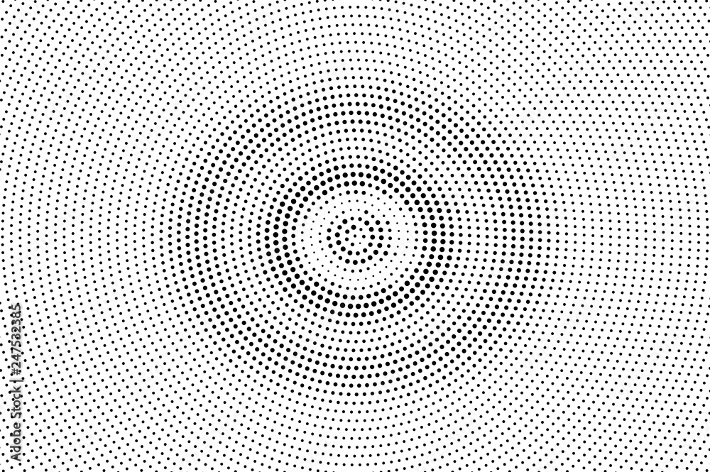 Black on white halftone vector. Circular dotted texture. Centered dotwork gradient. Monochrome halftone overlay Black on white halftone vector. Circular dotted texture. Centered dotwork gradient. Monochrome halftone overlay