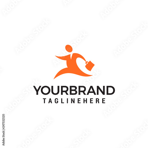 Businessman with bag logo design. People Business logo sign Design Template