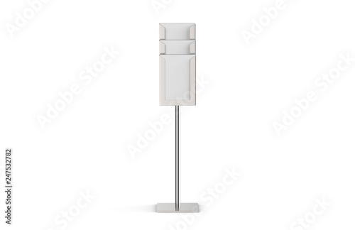 A4/A5/DL floor standing multi-pocket brochure stand, mock up template on isolated white background, ready for design presentation, 3d illustration